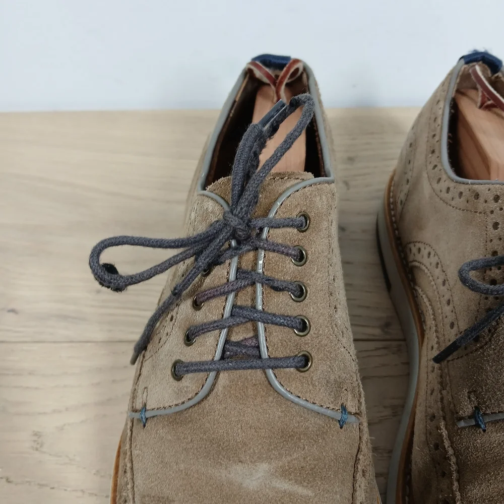 Blake‎ McKay Carson Tan Suede Leather Wingtip Oxford Brogue Shoes 404